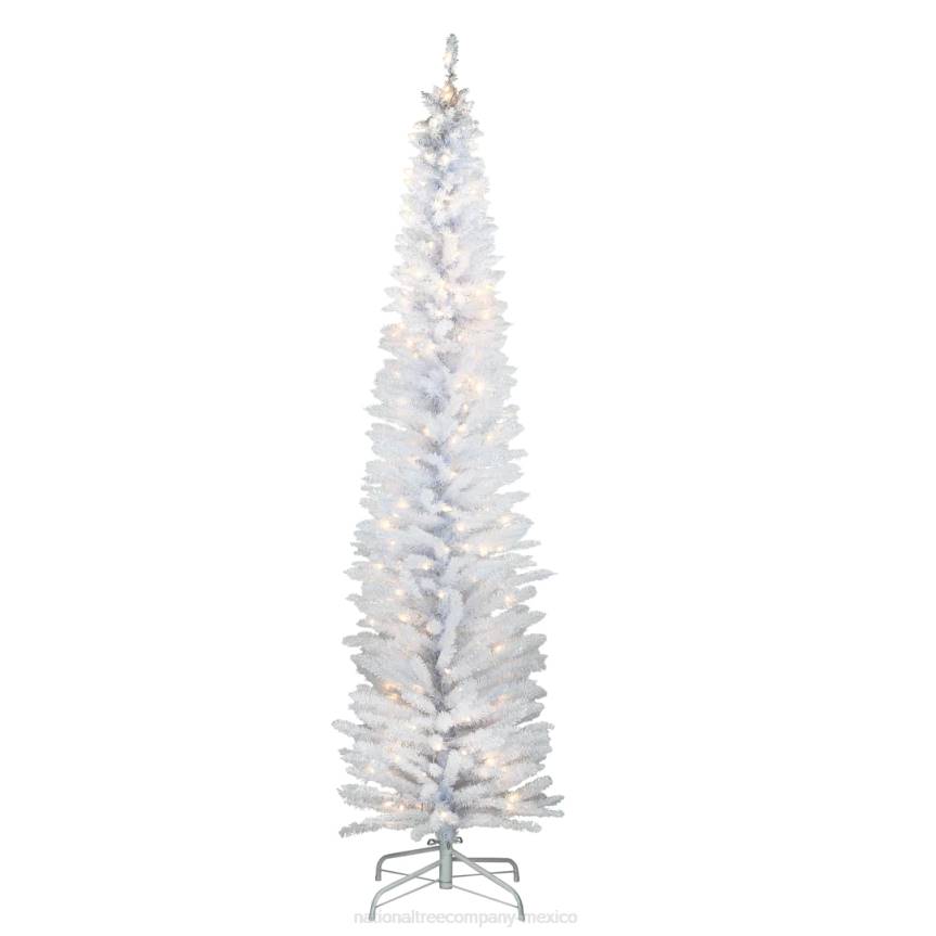 Pre-Lit Artificial Christmas Tree, White Tinsel, White Lights, Includes Stand, 7 feet National Tree CompanyLBRH208