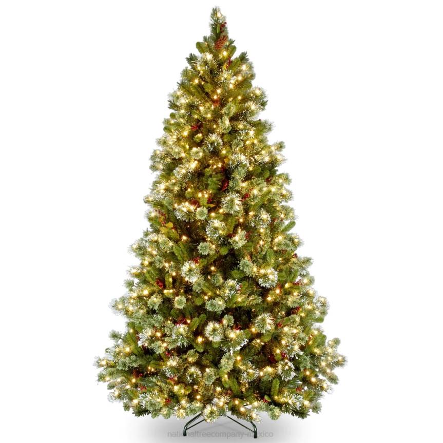 Pre-Lit Artificial Christmas Tree, Wintry Pine, Green, White Lights, Decorated with Pine Cones, Berry Clusters, Includes Stand, 7.5 Feet National Tree CompanyLBRH123