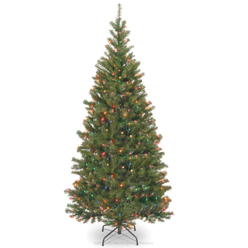 Pre-Lit Artificial Slim Christmas Tree, Green, Aspen Spruce, Multicolor Lights, Includes Stand, 7 Feet National Tree CompanyLBRH153
