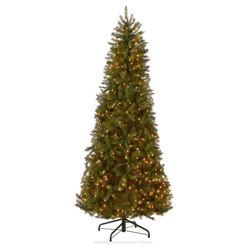 Pre-Lit Artificial Slim Christmas Tree, Green, Dunhill Fir, White Lights, Includes Stand, 7.5 Feet National Tree CompanyLBRH44
