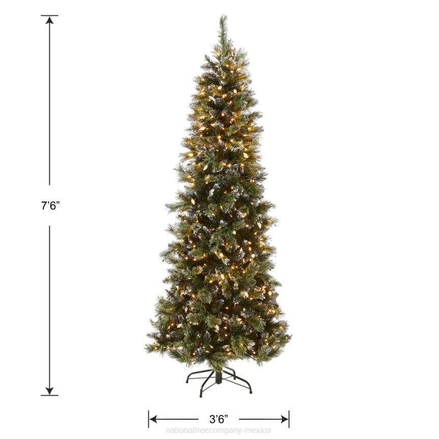 Pre-Lit Artificial Slim Christmas Tree, Green, Glittery Bristle Pine, White Lights, Includes Stand, 7.5 Feet National Tree CompanyLBRH127