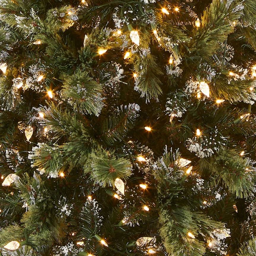 Pre-Lit Artificial Slim Christmas Tree, Green, Glittery Bristle Pine, White Lights, Includes Stand, 7.5 Feet National Tree CompanyLBRH127