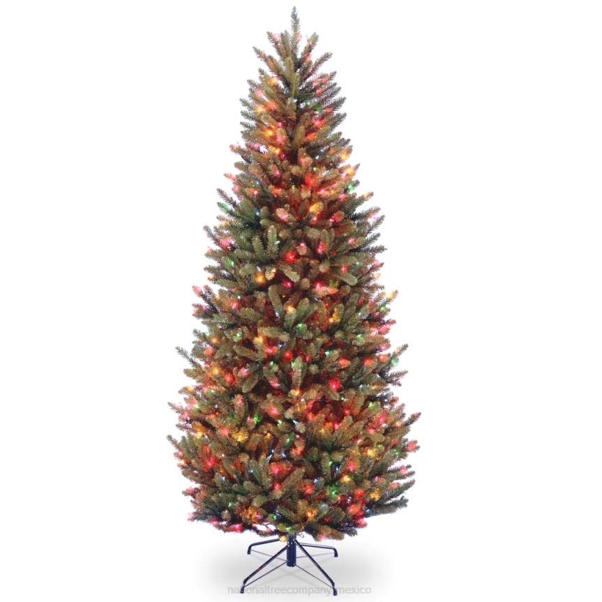 Pre-Lit Artificial Slim Christmas Tree, Green, Natural Fraser Fir, Includes Stand, 7 Feet National Tree CompanyLBRH171