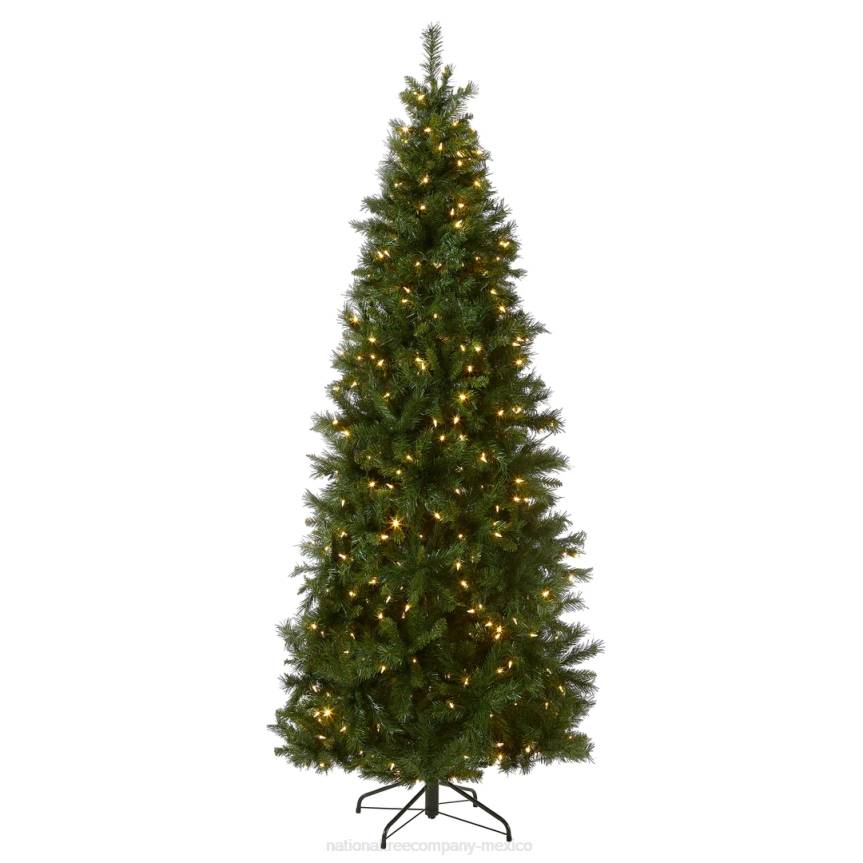 Pre-Lit Artificial Slim Christmas Tree, Lehigh Valley Pine, Green, White Lights, Includes Stand, 7.5 Feet National Tree CompanyLBRH121