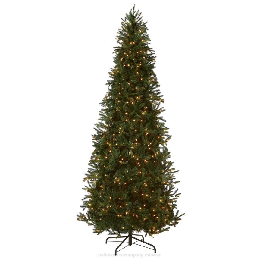 Pre-Lit 'Feel Real' Artificial Slim Christmas Tree, Green, Tiffany Fir, White Lights, Includes Stand, 9 Feet National Tree CompanyLBRH139