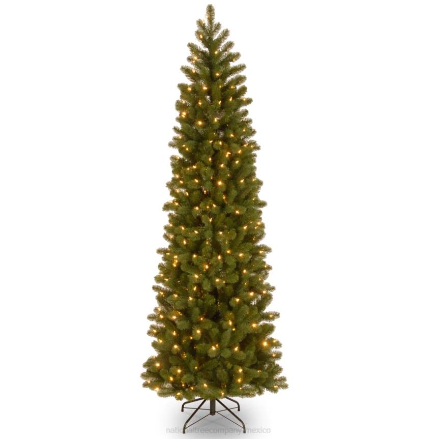 Pre-Lit 'Feel Real' Artificial Slim Downswept Christmas Tree, Green, Douglas Fir, White Lights, Includes Stand, 7.5 feet National Tree CompanyLBRH11
