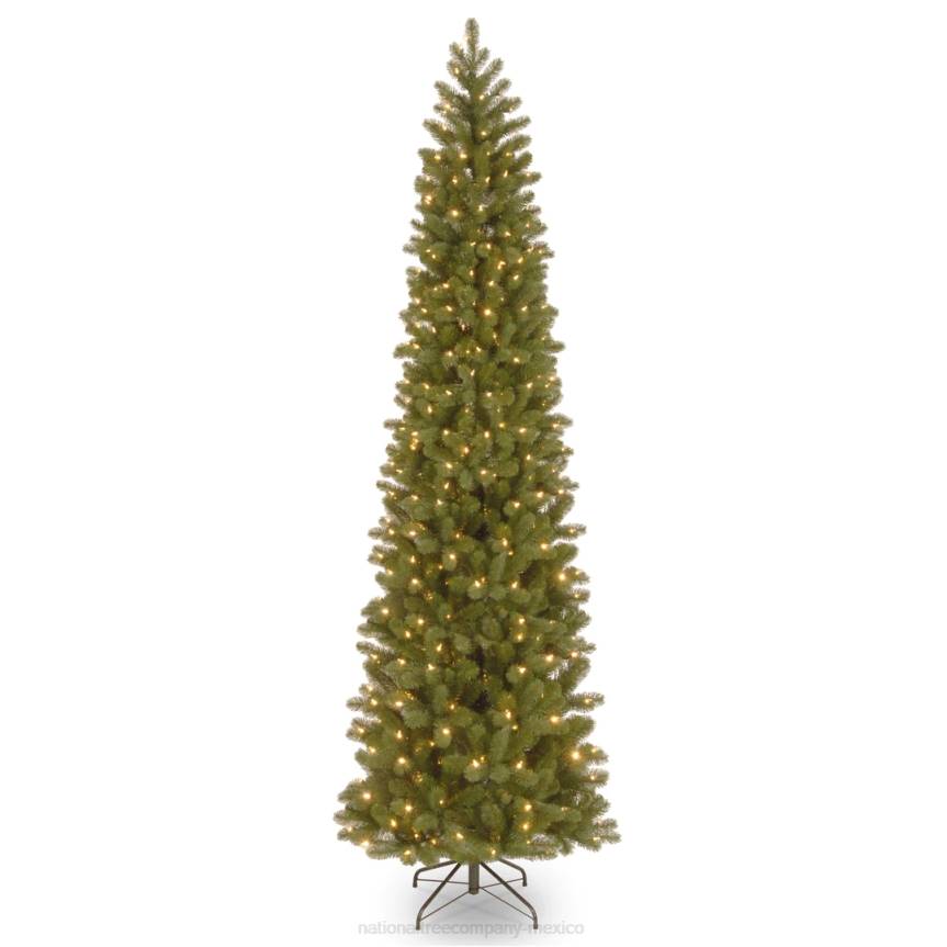 Pre-Lit 'Feel Real' Artificial Slim Downswept Christmas Tree, Green, Douglas Fir, White Lights, Includes Stand, 9 Feet National Tree CompanyLBRH14