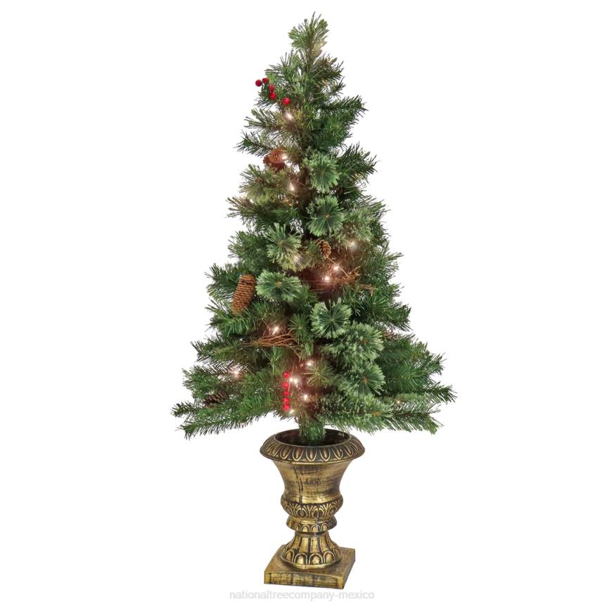 Artificial Glistening Pine Entrance Christmas Tree with Red Berries and Pinecones, Pre-Lit with Clear Incandescent Lights, Plug In, 4 ft National Tree CompanyLBRH100