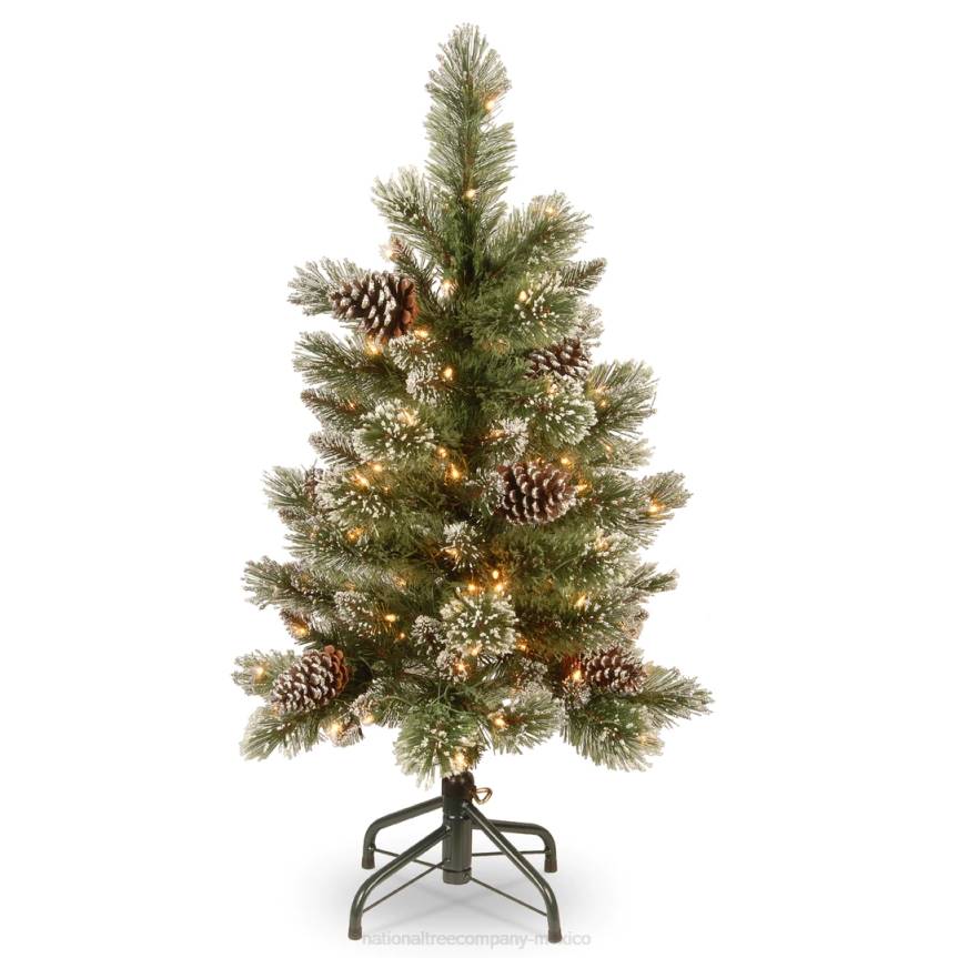 Pre-Lit Artificial Christmas Tree, Glittering Pine Pencil Slim with Clear Lights, Plug In, 3 ft National Tree CompanyLBRH62