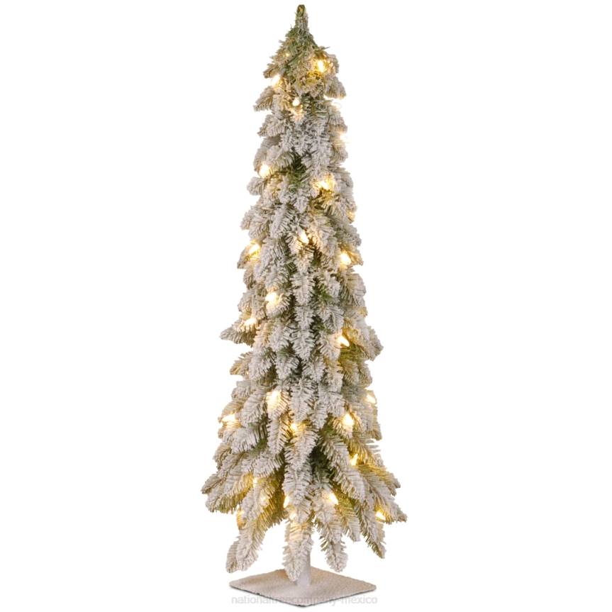 Pre-Lit Artificial Christmas Tree, Snowy Downswept, Green, White Lights, Includes Stand, 4 Feet National Tree CompanyLBRH53